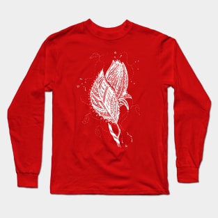 Rosebud Tangle White -  Transparent Background Long Sleeve T-Shirt